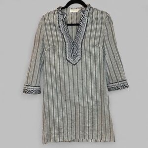 Tory Burch Black White Geometric Long Sleeve Lightweight Dress Size 4